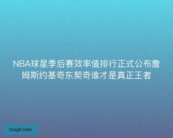 NBA球星季后赛效率值排行正式公布詹姆斯约基奇东契奇谁才是真正王者